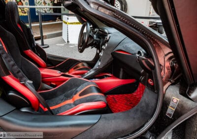 Red and charcoal sport seats with orange stripe and diamond-quilted mats, Leica Q3