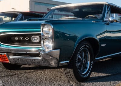 1966 Pontiac GTO convertible in Marina Turquoise at a Richmond Hill car meet, GR-RRR front plate, Leica Q3