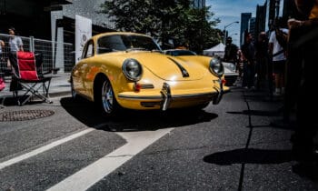 A Yellow Porsche 356 at the Yorkville Car Show