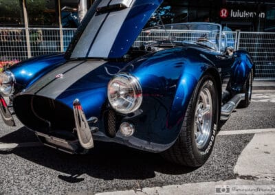 Shelby Cobra front grille and chrome headlight at a low angle, BFGoodrich radial tire, Yorkville, Leica Q3