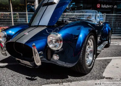Shelby Cobra front grille and chrome headlight at a low angle, BFGoodrich radial tire, Yorkville, Leica Q3