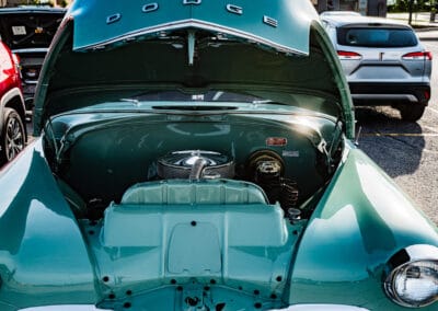 Head on view of the Dodge grille, ram hood ornament and an ITSA1950 Ontario plate, Leica Q3