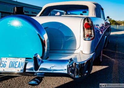 Continental kit and teardrop taillight on a 1956 Bel Air, the gas cap hidden behind the lens, Leica Q3